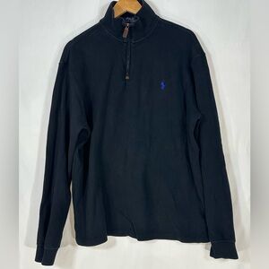 Ralph Lauren Polo Quarter Zip Mens XL Black Sweater Pullover Classic Preppy